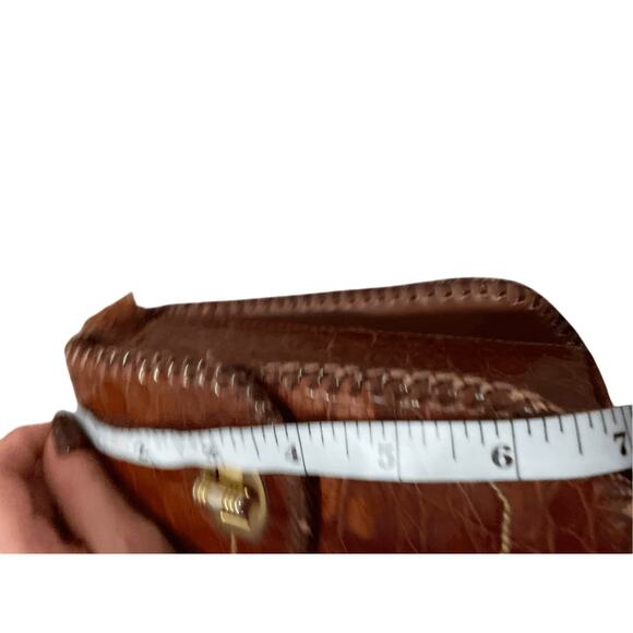 Women's Cuban Alligator Burnt Brown Snap Light Academia Preppy Minimal Crossbody - Picture 13 of 13